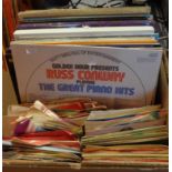 A quantity of LP and 45 records including Benny Hill, Disney Peter Pan, etc.
