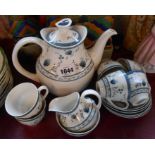 A vintage Royal Doulton Cambridge pattern coffee set comprising coffee pot, cream and sugar and