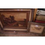 A gilt framed early 20th Century oil on board, depicting a rural farmstead - sold with a framed