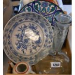 A box containing assorted ceramic and glass items