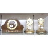 A vintage oak cased mantle clock with eight day chiming movement - sold with two vintage anniversary