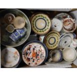 A box containing a quantity of assorted ceramic items including jugs, bowls, etc.