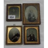 Four Victorian gilt mounted ambrotype photographs