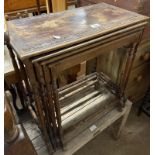 A quartetto set of early 20th Century stained wood tea tables - sold with a modern rustic table