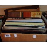 A box containing assorted LP records including classical, easy listening, brass bands, etc.