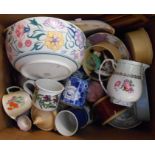 A box containing a quantity of ceramic and other collectable items including Poole Pottery,