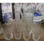 A small selection of glassware including decanters, drinking glasses, etc.