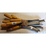A set of eleven Marples woodworking chisels