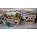 A collection of 19th and early 20th Century spongeware decorated bowls of various sizes - various