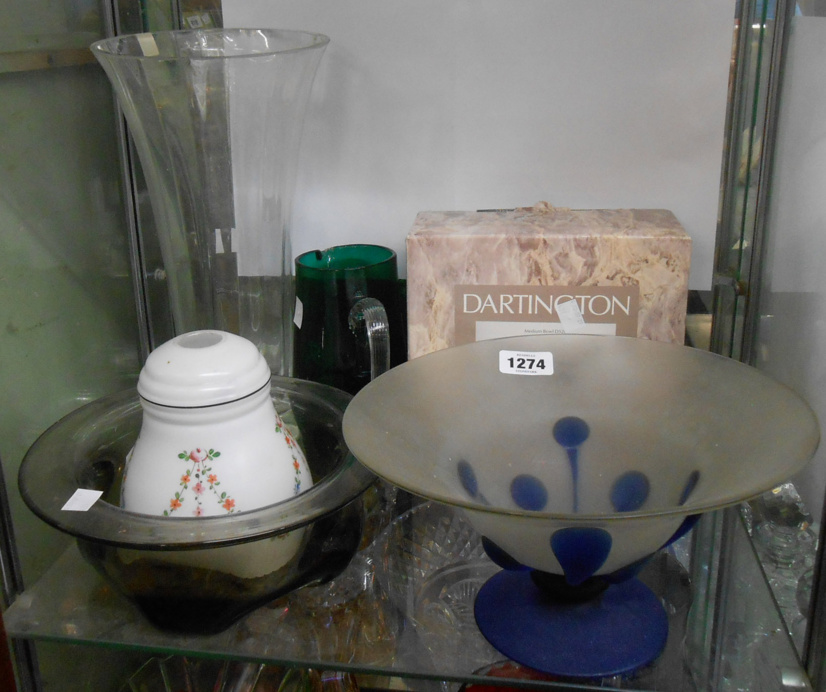 A selection of glassware including Whitefriars bowl, Dartington Crystal Athena bowl, etc.