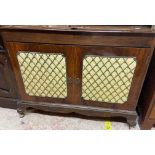 A 96cm early 20th Century rosewood gramophone cabinet with lift-top and pair of cupboard doors to