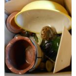 A box containing a quantity of assorted ceramic items including Jasperware, Torquay pottery, etc.