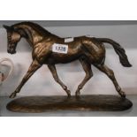 A resin horse figurine with bronzed finish - signed Harriet Glen
