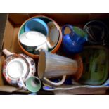 A box containing a selection of assorted ceramics including Braunton, Fishleigh Holland, Shelley,