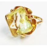 A 9ct. gold citrine dress ring