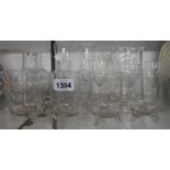 A selection of glassware including Edwardian monogramed heart suite, pair of 19th Century