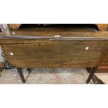 A 95cm antique mahogany Pembroke table with drawer to one end and opposing dummy drawer front, set