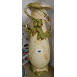 A large Royal Dux porcelain vase decorated in the Art Nouveau with whiplash tendrils and applied