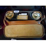 A vintage Murphy 'Binocular' portable transistor radio in leather case