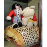 A vintage soft toy - sold with a plush Rupert bear and a bear blanket