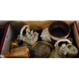 A small box containing assorted ceramic and other items including Fairings, Thoune, etc.