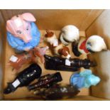 A box containing assorted ceramic and other collectable items including Wade NatWest piggy bank,