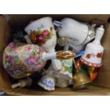 A box containing assorted ceramic and other novelty bells including Coalport, Royal Albert,