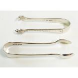 A pair of silver sugar tongs by J. Rodgers & Sons, Ltd. 1908 - sold with a pair of claw end sugar