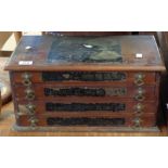 An antique four drawer shop display advertising chest of drawers for G.A. Rickards Cottons -