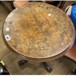 An antique inlaid walnut occasional table a/f
