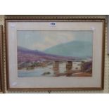 Douglas Pinder: a framed watercolour view of Postbridge, Dartmoor - signed and inscribed - 28cm X