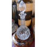 A boxed Bohemia Crystal decanter - sold with a tortoiseshell glass plate