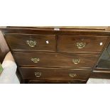 An 88cm 19th Century mahogany chest of two short and two long graduated drawers, set on raised