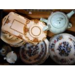 A box containing assorted ceramic items including Noritake vase and ginger jar, etc.