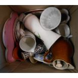 A box containing a quantity of assorted ceramics including large Royal Worcester cabaret tray, etc.