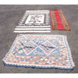 A 20th Century kelim (a/f) - sold with another flat weave rug and a machine made runner - various