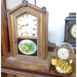 An American shelf clock a/f - sold with a vintage small Bentima anniversary clock