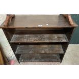 A 79cm vintage stained wood three shelf open bookcase
