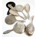 Various silver mounted dressing table hand mirrors and brushes - various condition