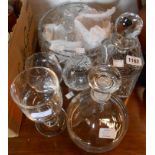 A selection of cut and other glassware including decanters, brandy balloons, bowl, etc.