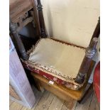 A Victorian mahogany dressing stool with later upholstery, set on turned legs - sold with an antique