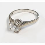 An 18ct/platinum diamond solitaire ring