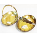 An old Russian parcel gilt blini basket with Leningrad decoration to swing handle - sold with a
