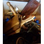 A large box containing a quantity of wooden and other kitchen related items, etc.