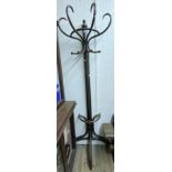 A vintage freestanding bentwood hat and coat stand with flat back - slight damage