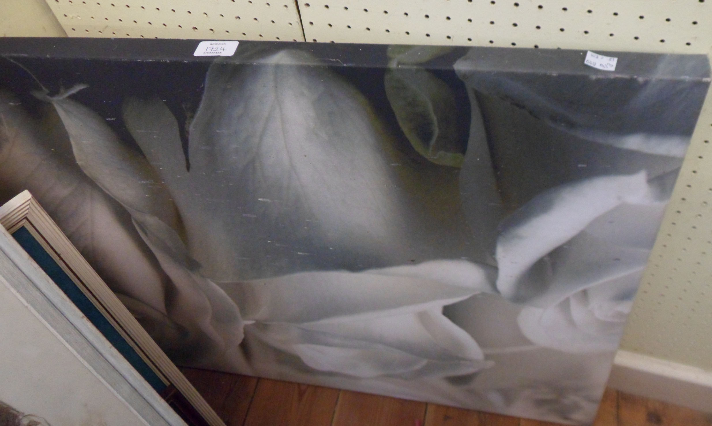 Two large printed canvases, one depicting a reclining female nude, the other foliage - Image 2 of 2