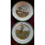 A set of eleven vintage Copeland Spode picture plates, each depicting a hunting scene from the