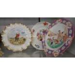 A Royal Crown Derby bone china cabinet plate handpainted with a hunting scene, signed C.M. Pell (