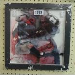 Jane Ellis: a framed mixed media painting entitled Granite at Bench Tor - details verso
