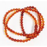 A honey amber bead necklace and bracelet